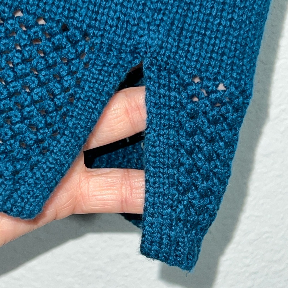 POETRY Crochet Stitch Sleeveless Sweater Boxy Teal Cotton Sz 10 - Picture 8 of 14